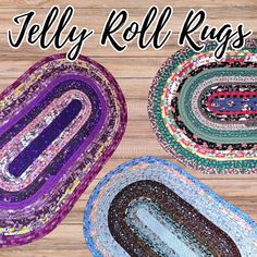 two oval rugs with the words jelly roll rugs on them