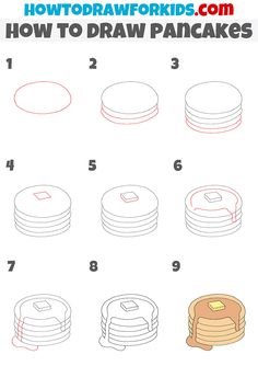 how to draw pancakes step by step instructions for kids and beginners - learn how to draw