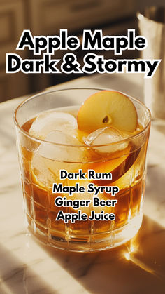 an advertisement for apple maple dark and stormy