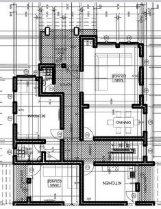 the floor plan for an apartment building with three floors and four rooms, all in black and white