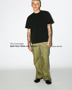 A utility cargo for the ultimate off-duty uniform. Easy-going and relaxed, these cargos are pleated for a slightly wider, straight-leg silhouette. Open the side-zip hems for a sportier 90's aesthetic. Dress down formal blazers and button-ups with an effortless, casual contrast. Streetwear Cargo Pants With Patch Pockets, Streetwear Relaxed Fit Cargo Pants With Straight Hem, Straight Hem Cargo Pants With Pockets For Streetwear, Utility Pants With Straight Hem For Streetwear, Utility Bottoms With Straight Hem For Streetwear, Army Green Cargo Pants, 90's Aesthetic, Cargo Pants For Men, Formal Blazer