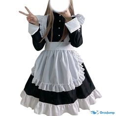 OrcaJump - New black and white maid dress gothic loli wind dress luolita butler maid costume COS performance clothing - Final Sale Black Cosplay Costume With Ruffles, White Gothic Dress For Cosplay, White Ruffled Cosplay Costume For Cosplay Events, White Ruffled Costumes For Cosplay, Black Gothic Petticoat For Cosplay, Black Ruffled Petticoat For Cosplay, White Victorian Dress For Halloween Costume Party, White Gothic, Tube Top And Skirt