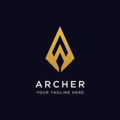 an abstract logo with the letter person in gold color on a black background royalty illustration