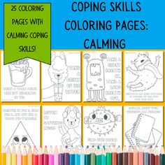 Elevate social-emotional learning with our Coping Skills: Calm Coloring Pages, a valuable resource designed to nurture emotional intelligence in young minds. Featuring twenty-five uniquely illustrated coping skills, these engaging pages serve as both an educational and entertaining activity.Perfect for educators, parents, and counselors, our Coping Skills Coloring Pages facilitate classroom activities, therapy sessions, or homeschooling endeavors. These printable pages not only captivate childre Coping Skills For Preschoolers, Calm Coloring Pages, Coping Skills For Kids, Skill Games, Social Emotional Skills, Emotional Skills, Therapy Ideas, Special Education Classroom, School Counseling