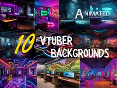 10 Animated Gaming Vtuber Backgrounds Vtuber Gaming Rooms Etsy