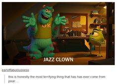 an image of a cartoon character with caption that reads, i'm not crazy about jazz clowns