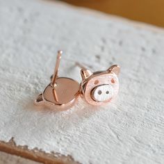 Adorable Pig Earrings in Rose Gold Silver Pig Earrings Pig | Etsy Cute Rose Gold Earrings For Valentine's Day, Cute Rose Gold Jewelry With Matching Earrings, Nickel-free Rose Gold Earrings Gift, Cute Rose Gold Sterling Silver Jewelry, Rose Gold Nickel-free Earrings For Gift, Cute Nickel-free Rose Gold Jewelry, Cute Nickel Free Rose Gold Jewelry, Pig Earrings, Fox Earrings