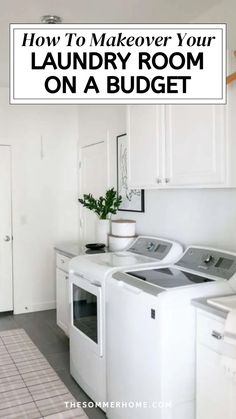 a white washer and dryer sitting inside of a laundry room