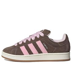 The Adidas Originals Campus 00s 'Dust Cargo Clear Pink' is a modern take on the iconic 80s silhouette. Featuring a unique colorway of Dust Cargo, Clear Pink and Cloud White, this sneaker is perfect for any occasion. The design is inspired by the spirit of the holidays, making it a great choice for those special moments with your loved ones. With its timeless style and classic look, this sneaker is sure to be a hit for years to come. Whether you're out for a night on the town or just running erra Adidas Campus 00s, Adidas Shoes Originals, Dr Shoes, Pretty Shoes Sneakers, Shoe Wishlist, Adidas Shoes Women, Brown And Pink, Sneakers Adidas, Hype Shoes