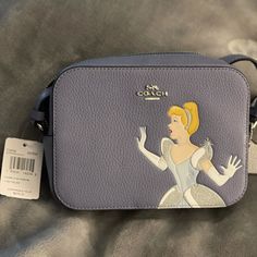 Nwt Coach C3406 Disney X Mini Camera Bag With Cinderella Details Refined Pebble Leather Two Credit Card Slots Zip Closure, Fabric Lining Inside Multifunction Pocket Outside Open Pocket Adjustable Strap With 23” Drop For Shoulder Or Crossbody Wear 7 1/2" (L) X 5 1/4" (H) X 2" (W) Disney X Coach Disney Style Shoulder Bag For Daily Use, Disney Shopping Bags, Vintage Messenger Bag, Red Camo, Hobo Crossbody Bag, Bags Coach, Mini Camera, Coach Crossbody, Louis Vuitton Pochette