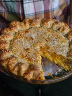 a person holding a pie in their hands