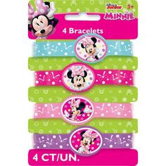 minnie mouse bracelets for girls with 4 different designs on each wrist and one has a mickey