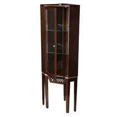 American Home Furniture | SEI Furniture - Kennbeck Corner Bar Cabinet Corner Curio Cabinet, Corner Bar Cabinet, Corner Curio, Chevron Headboard, Home Bar Cabinet, Corner Storage Cabinet, Corner Bar, Interior Led Lights, Wood Daybed