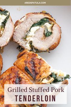 grilled stuffed pork tenderloin with spinach and feta cheese