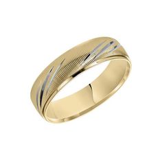 men's wedding band in yellow gold with two lines on the inside of it