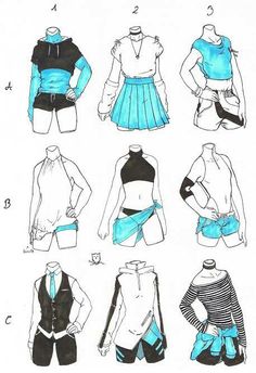 an image of women's clothing sewing patterns for skirts and tops, including shorts