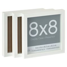 the 8x8 display case is white with brown trim