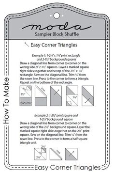 the instructions for how to make an easy corner triangle