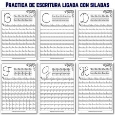 four spanish handwriting worksheets with the letter g and c in each one,