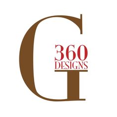 the logo for 360 designs is shown in brown and red letters on a white background