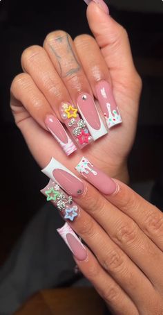 Short Gel Nails, Ombre Acrylic Nails, Acrylic Nails Coffin Pink, Pearl Nails, Bling Acrylic Nails, Acrylic Nails Coffin Short