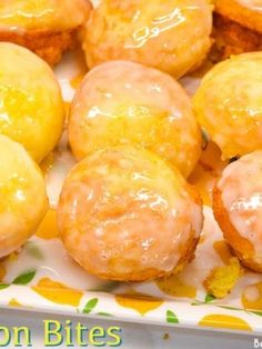 lemon bites with icing on a plate