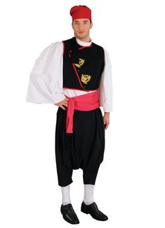 This outfit is imported from Greece and made by the premiere manufacturer of traditional Greek costumes. This traditional dancing costume is a favorite amongst dancing troupes and churches. This outfit ships direct from Greece. Please allow 1-2 weeks for arrival of outfit. This man's costume consists of vest with embroidery, shirt, waistband, breeches (pants) and fez with tassel. SIZES TABLE - ADULT MALES Male Size Height Inches Waist Inches Chest Inches S Small 67 - 68.5 5'7" = 5'9 34.5 - 38 36 Greek Traditional Dress, Aegean Islands, Greek Dress, Greek Costume, Traditional Dance, Theatre Costumes, Costume Store, Folk Dresses, Greek Clothing