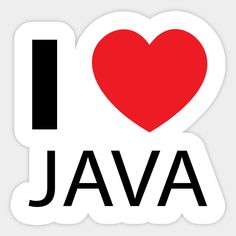 i love java sticker with the word in black and red, on a white background