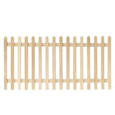 a wooden fence is shown against a white background with the top part of it painted in light brown