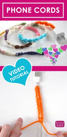 the instructions for how to make phone cord bracelets with beads and string, on a white background