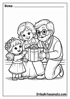 an adult and two children are reading a book while the child is holding a doll