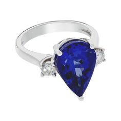 14X10mm Violetish Blue AAAA Tanzanite Ring Pear shape 7.15 ct with 0.32 cttw Diamond in 14K White Gold Product Information SKU TT910453/1 Metal Type 14K Metal Color White Gold Ring Style Solitaire Primary Stone Gemstone Name Tanzanite Gemstone Species Zoisite No. Of Gemstones 1 Gemstone Shape Pear Gemstone Weight 7.15 Gemstone Size 14X10 Origin Tanzania Secondary Stone Gemstone Name Diamond Gemstone Species Diamond No. Of Gemstones 2 Gemstone Shape Round Gemstone Weight 0.32 Gemstone Size - Orig Teardrop Sapphire Ring With Accent Stones For Formal Events, Formal Teardrop Sapphire Ring With Accent Stones, Elegant Pear-shaped Sapphire Ring For Formal Occasions, Elegant Formal Pear-shaped Sapphire Ring, Formal Pear-shaped Sapphire Ring, Pear-shaped Three Stone Diamond Ring For Formal Occasions, Formal Three Stone Pear-shaped Diamond Ring, Formal Diamond Ring With Pear Shape, Formal Three-stone Pear-shaped Diamond Ring