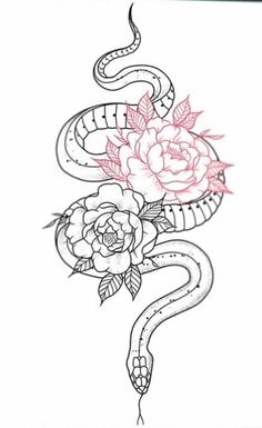 a snake and rose tattoo design