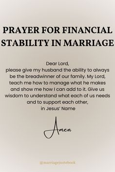 prayer for financial stability in marriage