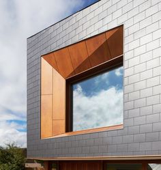 a large window on the side of a building