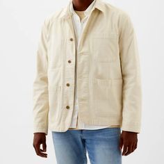 Gap Factory Canvas Chore Jacket, Medium, Tan Chino, Nwt Retail: $79.99 Fit & Sizing Straight, Easy Fit. Hits At The Hip. Product Details This Style Is Part Of Gap's Water-Saving Washwell Program. Compared To Conventional Wash Methods, Washwell Has Saved Millions Of Liters Of Water Since 2016. Stretch Canvas Weave. Long Sleeves With Button Cuffs. Spread Collar, Button Front. Patch Pockets At Chest And Lower Front. #870613 Fabric & Care 98% Cotton, 2% Elastane. Machine Wash Cold. Tumble Dry Low. I Spring Long Sleeve Utility Jacket With Welt Pockets, Cotton Outerwear With Snap Buttons, Unstructured Cotton Outerwear For Winter, Winter Cotton Outerwear, Cotton Sport Coat With Buttoned Pockets For Fall, Cotton Sport Coat With Snap Buttons For Fall, Fall Cotton Sport Coat With Snap Buttons, Beige Relaxed Fit Outerwear With Pockets, Beige Outerwear With Buttoned Pockets For Everyday