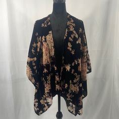 Francesca’s Floral,Cherry Blossom, Velvet Kimono, Black, Pink, Tan, Boho, One Size, This Boho, Kimono Is Free Flowing & Light And Can Be Worn With Anything Makes A Beautiful Cover For Dresses, Camis, Long Sleeves, Shorts, Sleeves, No Sleeves, Skirts, Pants, Jeans Or Shorts! Excellent, New Without Tags. Chic Pink Floral Print Kimono, One Size Floral Print Kimono For Festivals, Bohemian Black Printed Kimono, Black One Size Kimono, Summer Black Floral Print Kimono, Black Floral Print Kimono For Summer, Black Bohemian Kimono With Floral Print, Black Flowy Kimono With Kimono Sleeves, Vintage Black Kimono For Spring