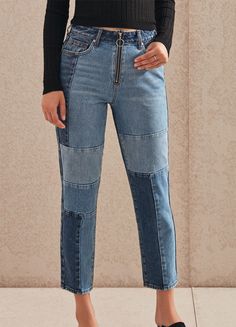 Jeans Crafts, Denim Street Style, Patch Denim, Blue Mom Jeans, Classic Corvette, Woman Jeans, Diy Vetement, Spring Clothes, Trendy Swimwear