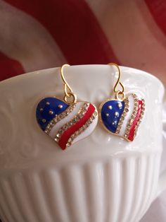 These earrings are for the patriot in all of us. Flag earrings will be perfect for your Independence Day party. Blue Patriotic Earrings For Independence Day, Patriotic Blue Earrings For Independence Day, Patriotic Earrings For 4th Of July, Patriotic 4th Of July Earrings, Patriotic American Flag Jewelry For Independence Day, Patriotic Drop Earrings For 4th Of July, Red American Flag Jewelry For Independence Day, 4th Of July Gift Drop Earrings, Patriotic Nickel-free Earrings For Gift