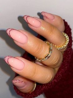 Red French Tip Nails, Red French Tip, Red French, Racun Shopee, Tip Nails, Minimalist Nails, Heart Nails, Classy Nails