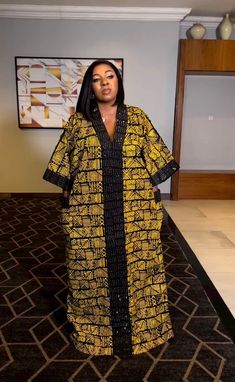 100% cotton. Made with African Ankara fabric. Perfectly stoned for a Queen and more! One size fits all. Ready made dresses Lenght of this dress is 62 inches Luxurious great quality. NOTE: The photos are the exact dress and not a replica. What you see is what you get exactly. All ready made. We ship immediately. Fitted Kaftan Dress, Black Cotton Dress With Batik Print, Traditional Yellow Dress With Kimono Sleeves, Bubu Styles Nigerian Ankara, Bubu Ankara Gown Styles, Ankara Bubu Gown Styles 2024, Women Kaftan Styles, Latest Kaftan Styles, Bubu Gowns