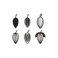 four different types of fruit are shown in black and white, including an eggplant,