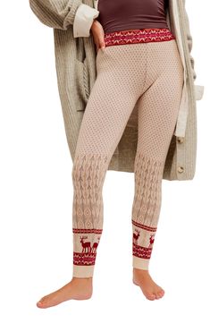 Share season's greetings in these supersoft high-waist leggings featuring a festive Fair Isle pattern and fine ribbing that adds an extracozy touch. Elastic waist 47% rayon, 30% nylon, 23% polyester Machine wash, dry flat Imported Stirrup Leggings, Fair Isle Pattern, Season's Greetings, Christmas Gifts For Women, High Waisted Leggings, Fair Isle, Womens Bottoms, Gifts For Women, Elastic Waist