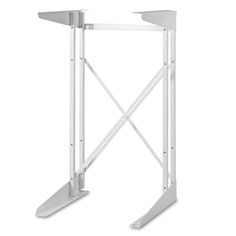 a white metal stand with two legs