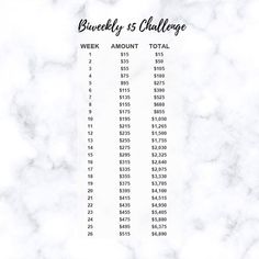 a white marble table with numbers and times for the week to month calendars on it