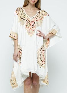 Raj Embroidered Kaftan, open heart shape neck, open sleeves, knee high low length, fits for all size. Fabric type - 100% Cotton Heart Shape Neck, Embroidered Kaftan, Open Sleeves, Open Sleeve, Beautiful Gift Wrapping, Open Heart, Matilda, Heart Shape, High Low