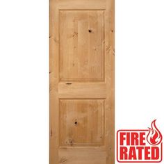 a wooden door with the fire rated sticker on it's side paneling