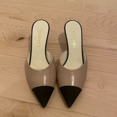 Chanel Cap Toe Kitten Heels Mules Sz 37 / 6 New In Box! 100000% Authentic. Sad To Be Parting With These. Comes With Shoe Box And Dust Bag. Rare Find!!!! Serious Buyers Only!!!!!!! Negotiable In Pricing. Send An Offer. Luxury Beige Mules For Formal Occasions, Beige Designer Mules For Formal Occasions, Designer Beige Mules For Formal Occasions, Luxury Closed Toe Mules With 4-inch Heel, Luxury Beige Mules For Evening, Luxury 4-inch Heel Closed Toe Mules, Luxury Beige Evening Mules, Elegant Slip-on Heels With Rubber Heel Cap, Luxury Mules With 4-inch Heel And Round Toe