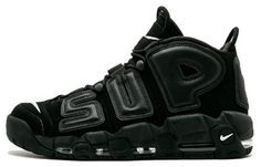 Supreme x Air More Uptempo 'Black' White Shoes Men, Air One, Nike Max, Black And White Shoes, Basketball Sneakers, Nike Fashion