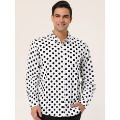 The polka-dot shirt is a weekend wardrobe essential. This shirt has a curved hem, both practical and versatile. With a cotton construction and fitted tailoring, this all-over dots print button-down features a spread collar. Layer this shirt over a basic tee for a nod to laid-back summer style. Style with jeans and sneakers to build up a casual, smart look. Long Sleeves Dress, Dot Shirt, Polka Dot Shirt, Sleeves Dress, Slim Fit Dresses, Weekend Wardrobe, Hem Style, Button Dress, Basic Tee